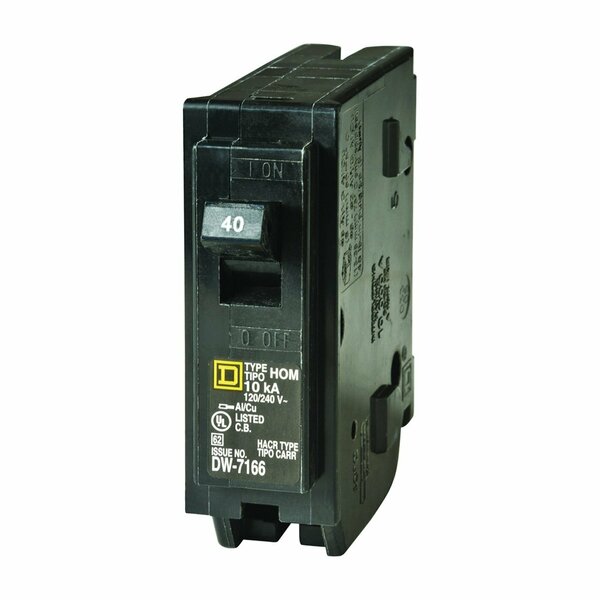 Square D Miniature Circuit Breaker, HOM Series 40A, 1 Pole, 120/240V AC HOM140CP